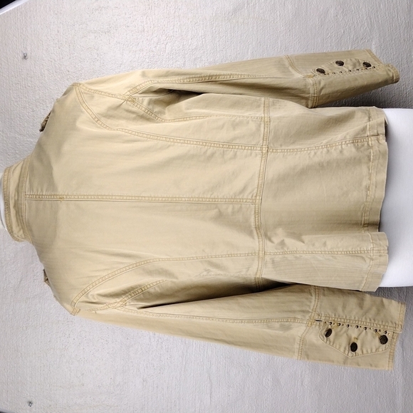 Zana Di Tan Embellished Long Sleeve Collarless Hook Front Below Waist Jacket - Picture 9 of 16